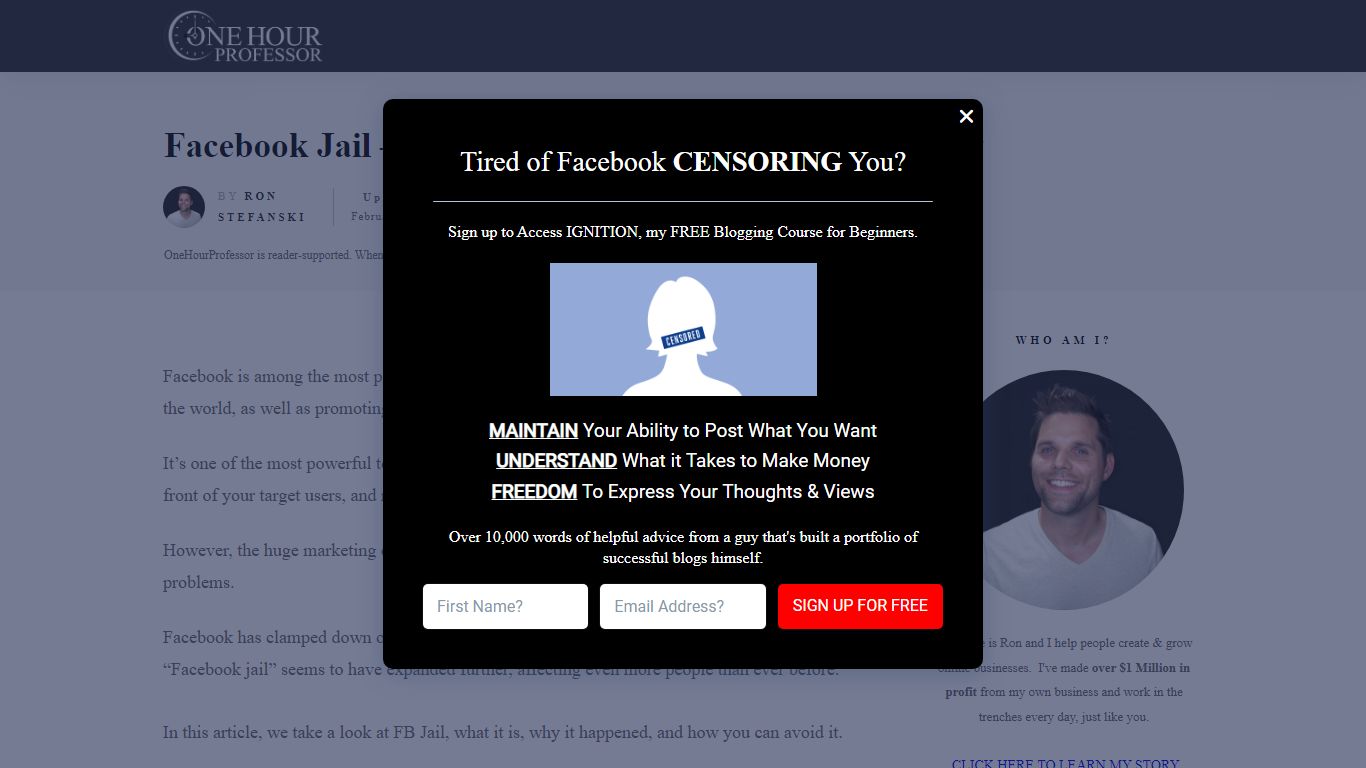 Facebook Jail - Why It Happened and How to Avoid It - One Hour Professor